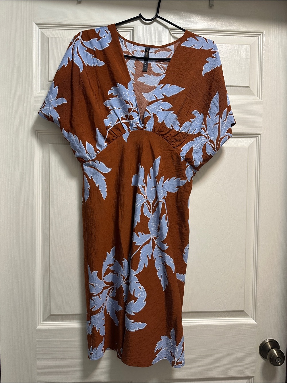Renee C. Brown & Light Blue Floral Empire Waist Dress Size L